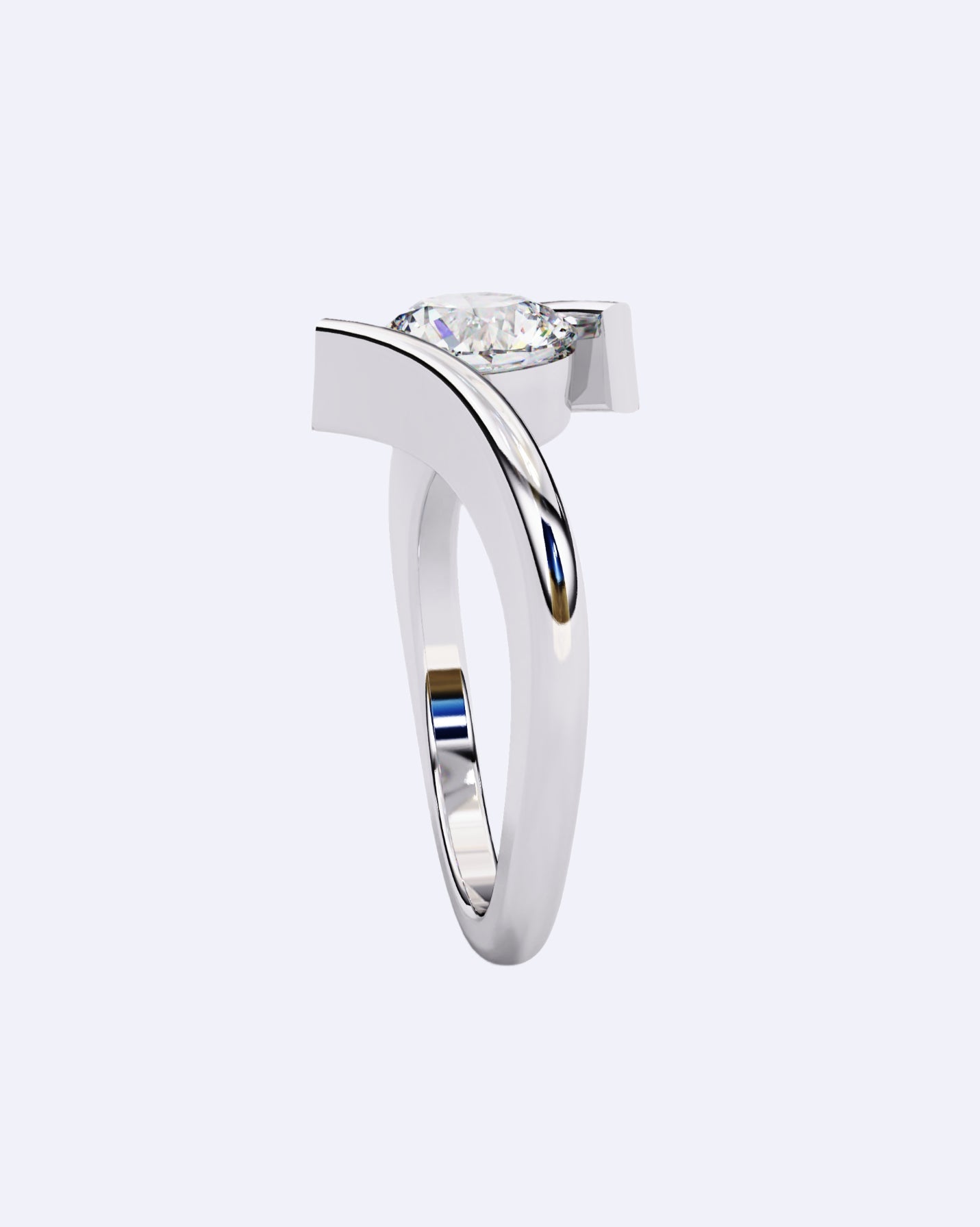 Tension-Set Round Solitaire Ring