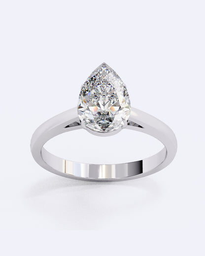 Pear Eternal Solitaire Ring