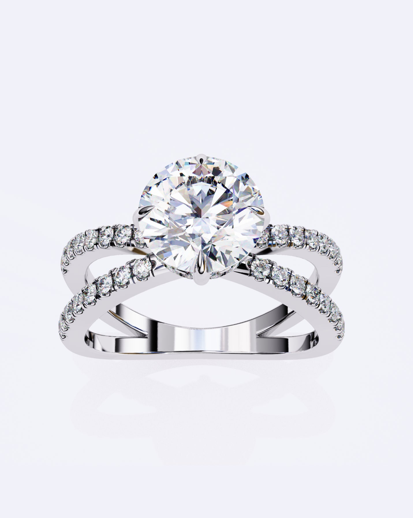 Twin Band Solitaire Ring