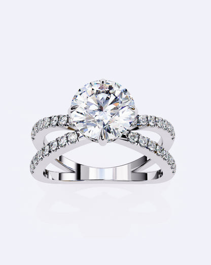 Twin Band Solitaire Ring