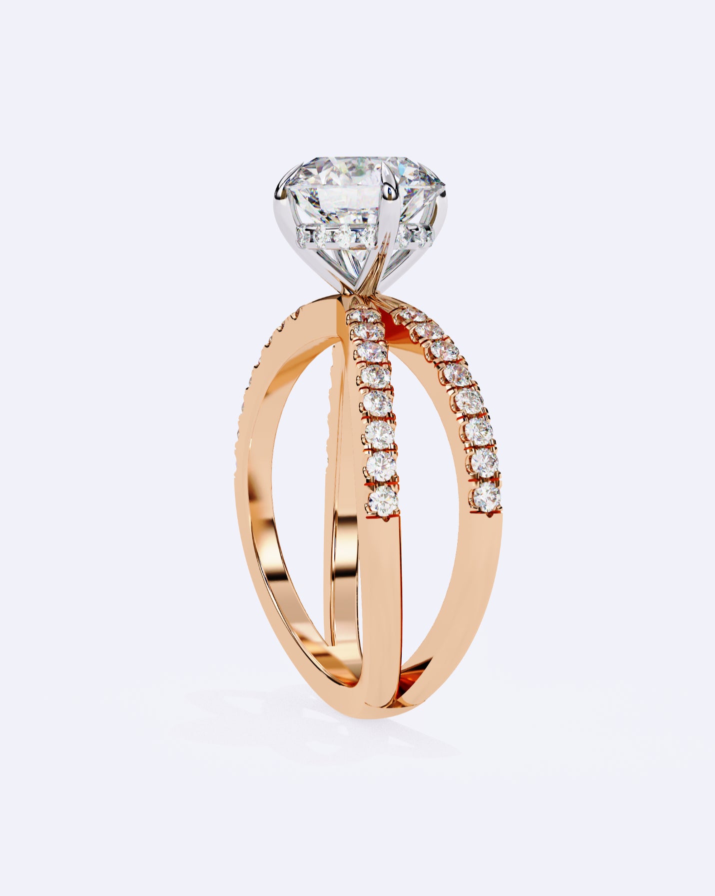 Twin Band Solitaire Ring
