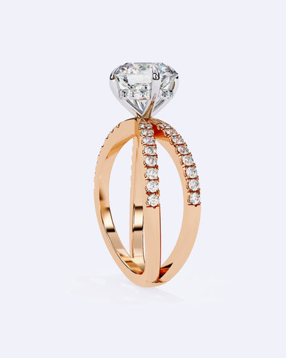 Twin Band Solitaire Ring