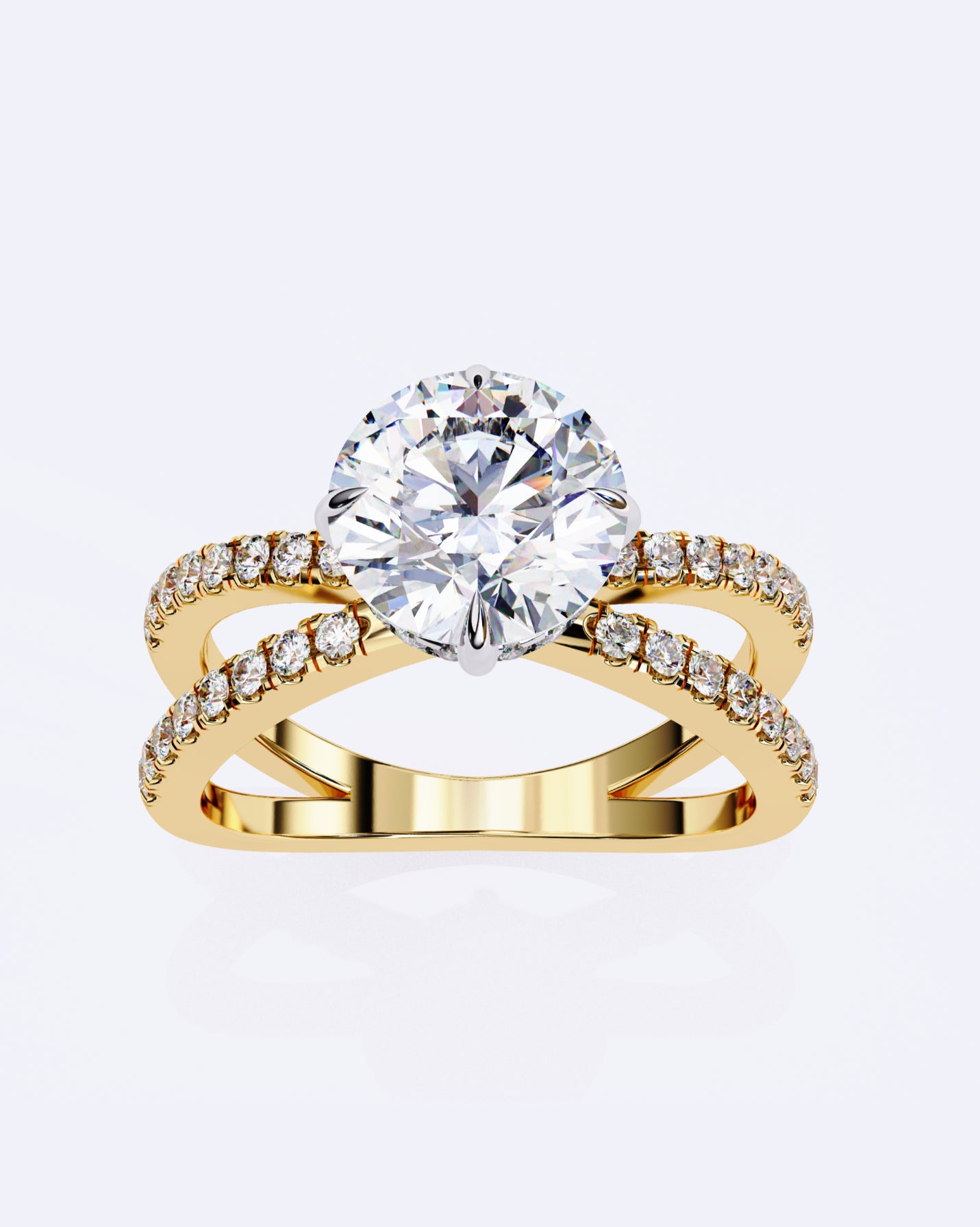 Twin Band Solitaire Ring