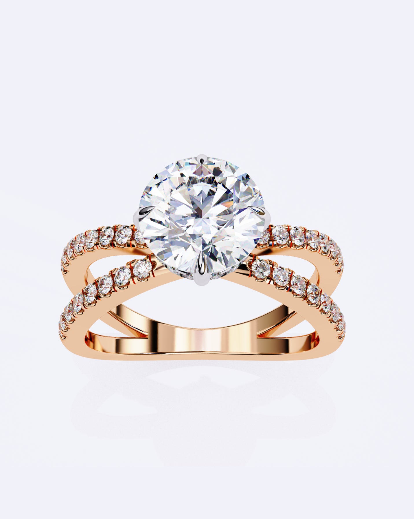 Twin Band Solitaire Ring