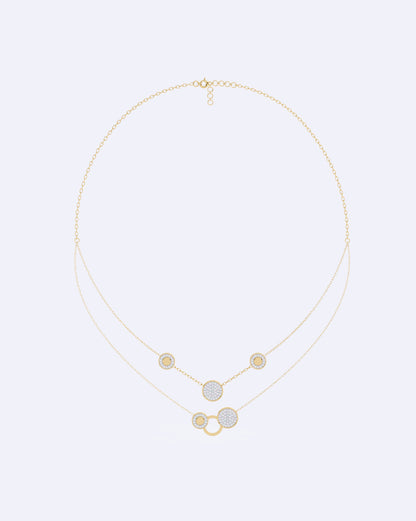 Twin-Line Diamond Halo Necklace