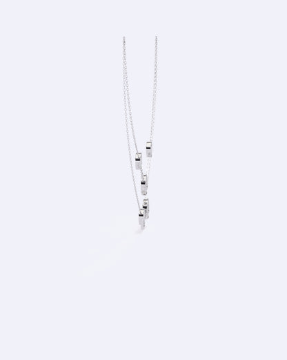 Twin-Line Diamond Halo Necklace