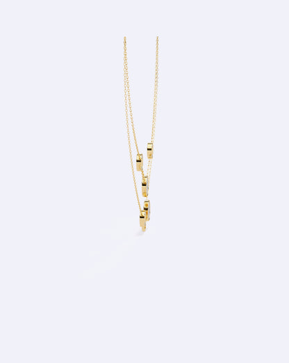 Twin-Line Diamond Halo Necklace