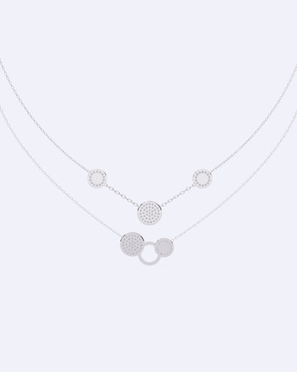 Twin-Line Diamond Halo Necklace