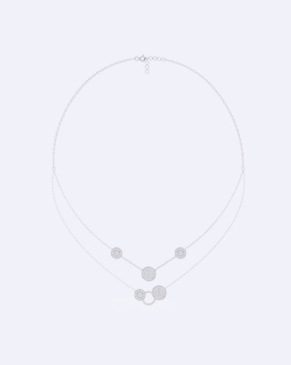 Twin-Line Diamond Halo Necklace