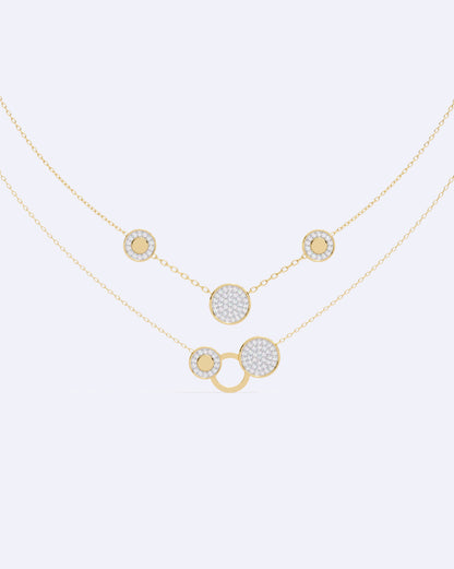 Twin-Line Diamond Halo Necklace