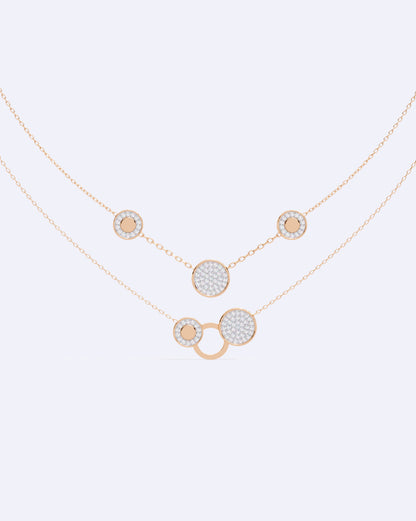 Twin-Line Diamond Halo Necklace