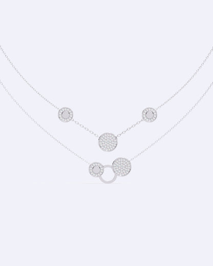 Twin-Line Diamond Halo Necklace