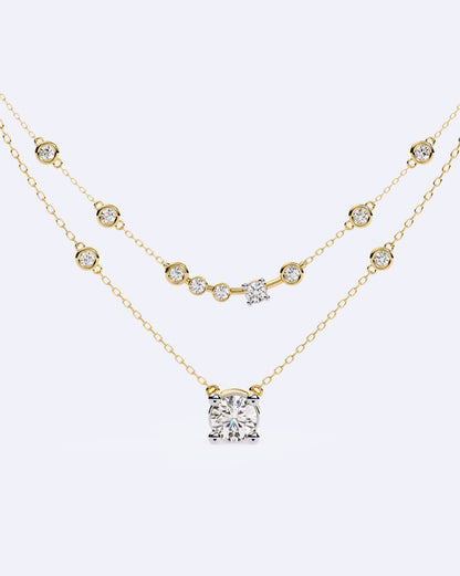 Twin Strand Bezel Solitaire Necklace