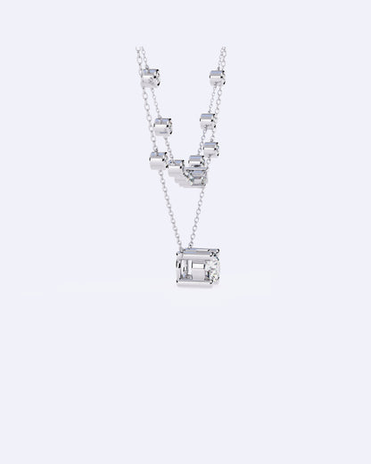 Twin Strand Bezel Solitaire Necklace