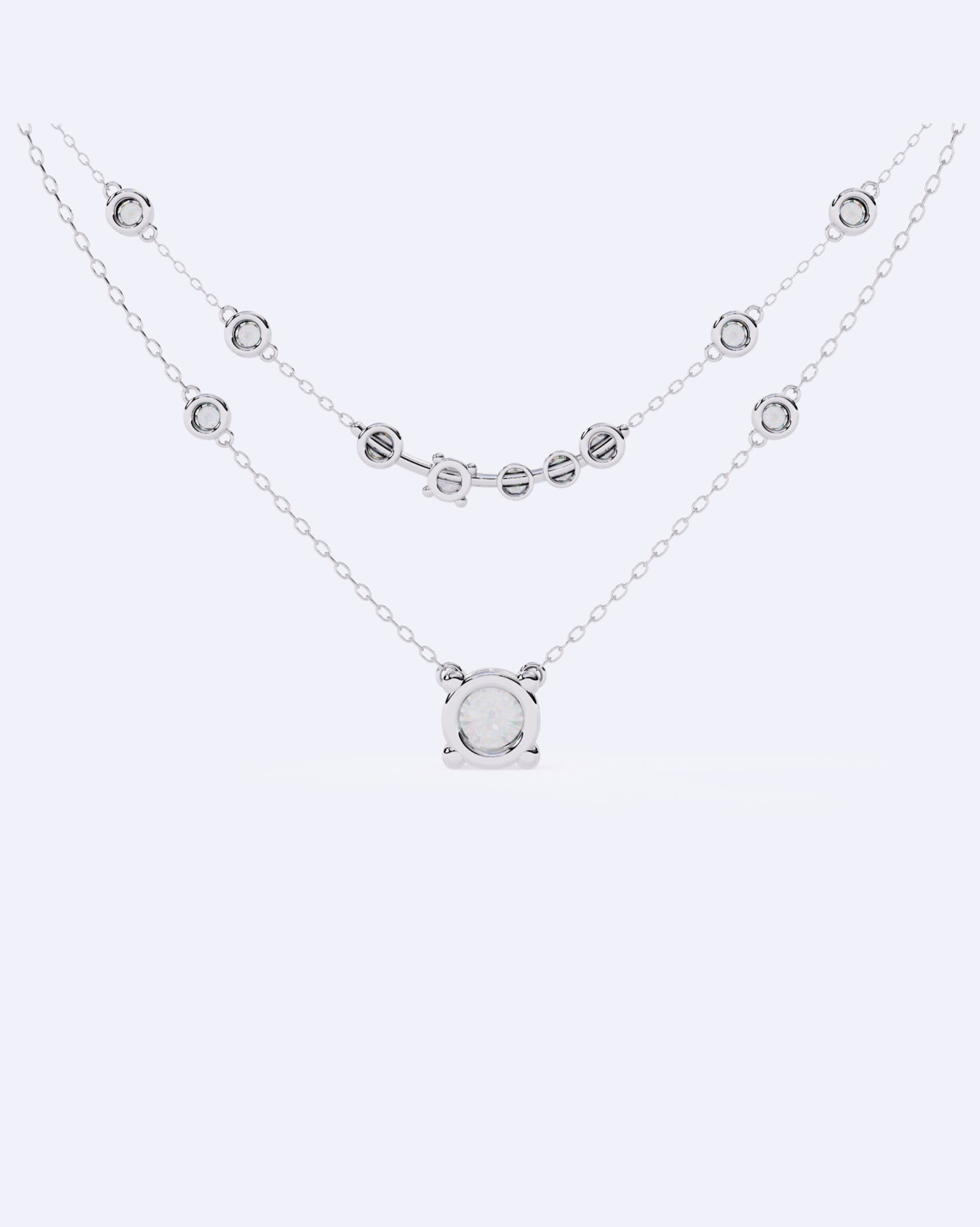 Twin Strand Bezel Solitaire Necklace