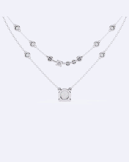Twin Strand Bezel Solitaire Necklace