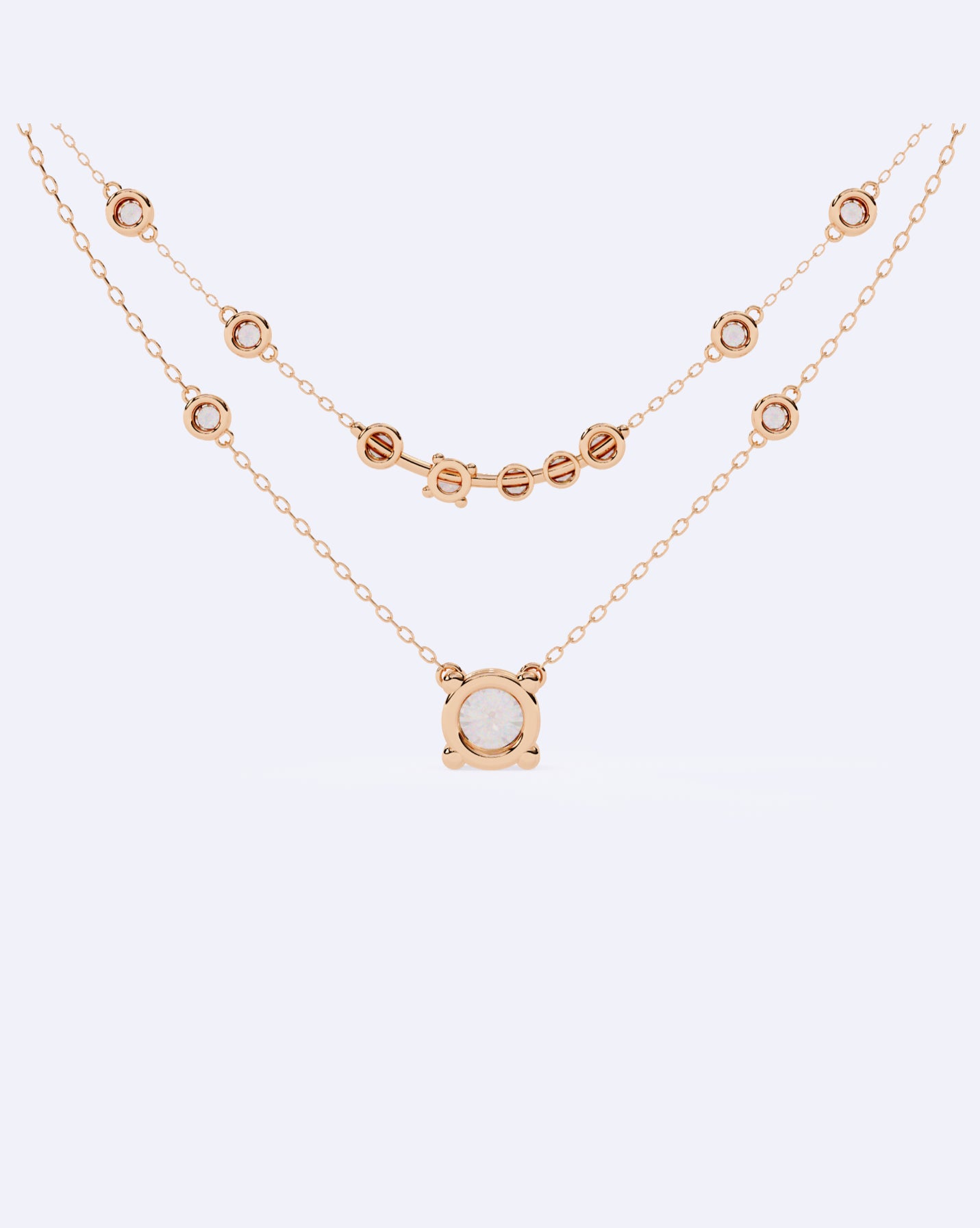 Twin Strand Bezel Solitaire Necklace