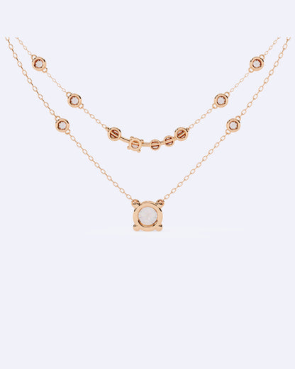Twin Strand Bezel Solitaire Necklace
