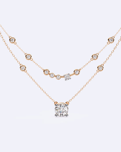 Twin Strand Bezel Solitaire Necklace