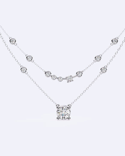 Twin Strand Bezel Solitaire Necklace