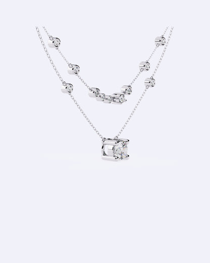 Twin Strand Bezel Solitaire Necklace