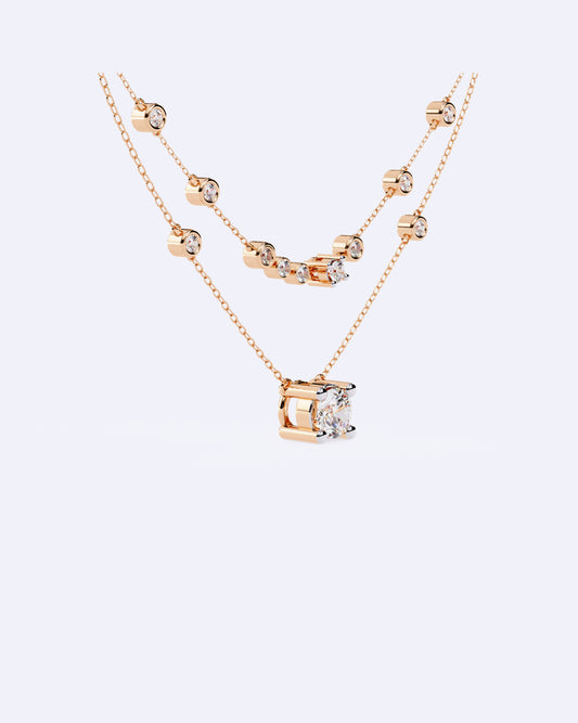 Twin Strand Bezel Solitaire Necklace