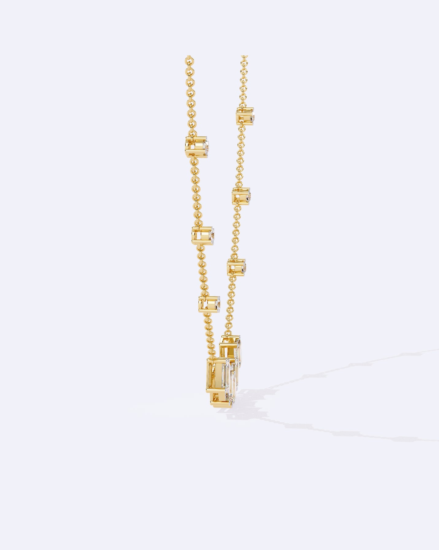 Single Chain Baguette Accent Necklace