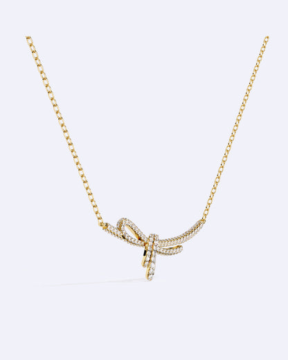 Elegant Ribbon Twist Diamond Necklace