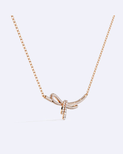 Elegant Ribbon Twist Diamond Necklace
