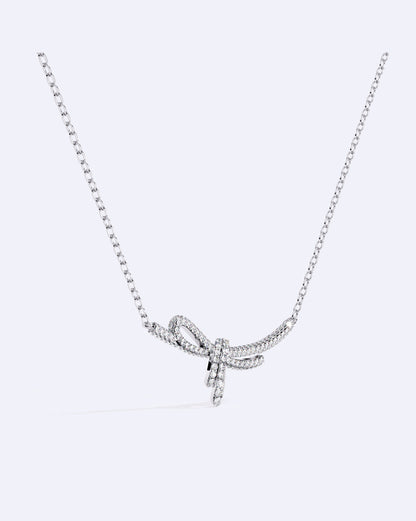Elegant Ribbon Twist Diamond Necklace