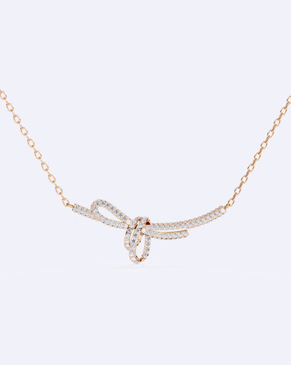 Elegant Ribbon Twist Diamond Necklace