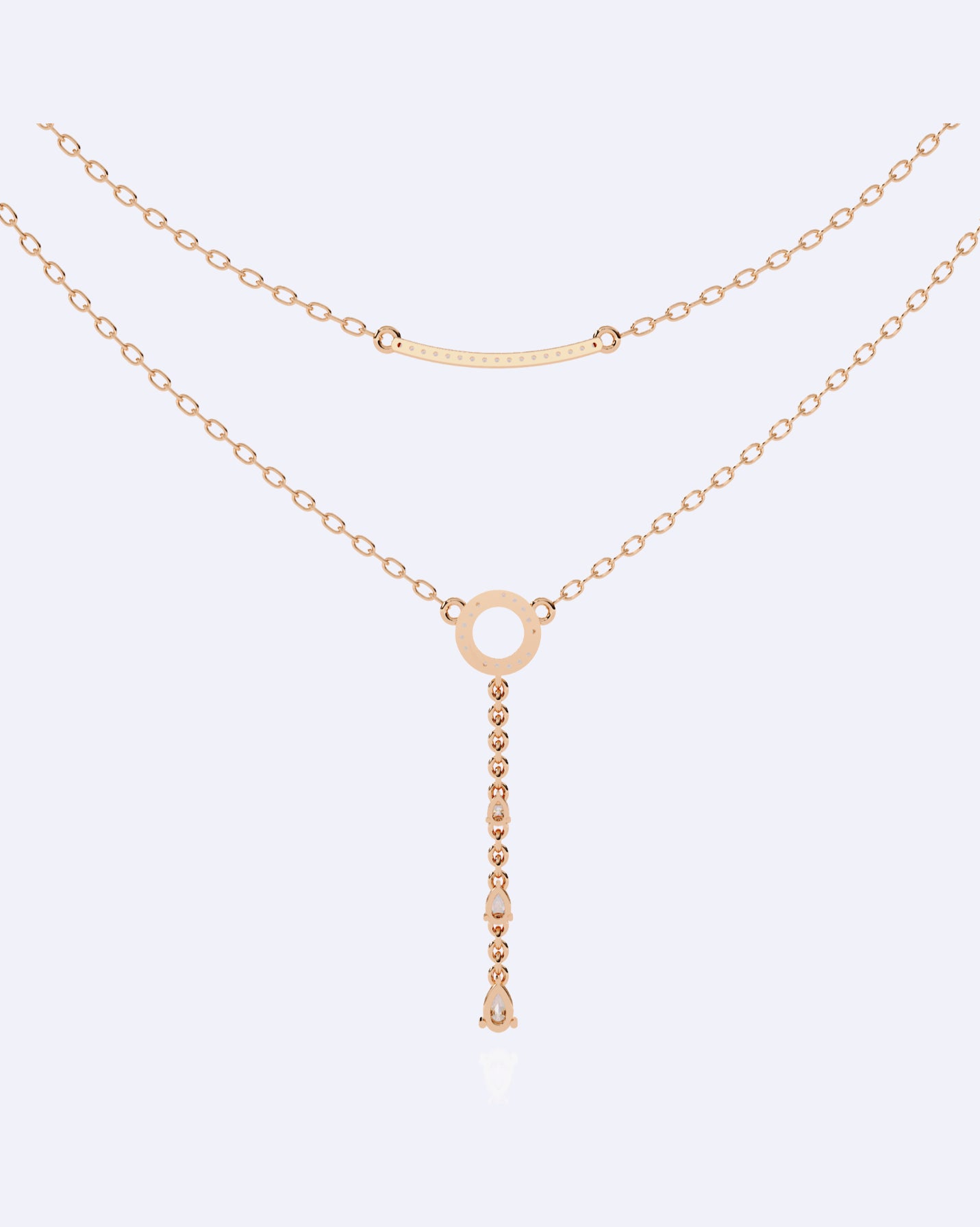 Dainty Two-Strand Diamond Drop Necklace