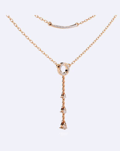 Dainty Two-Strand Diamond Drop Necklace