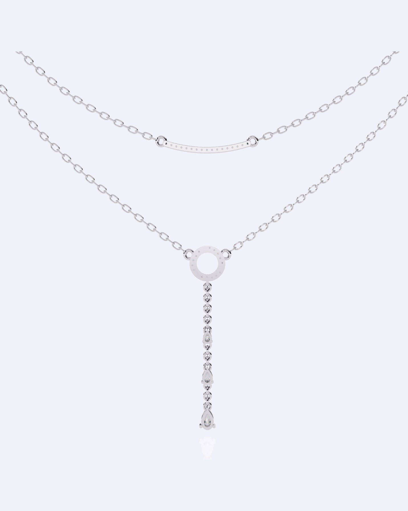 Dainty Two-Strand Diamond Drop Necklace
