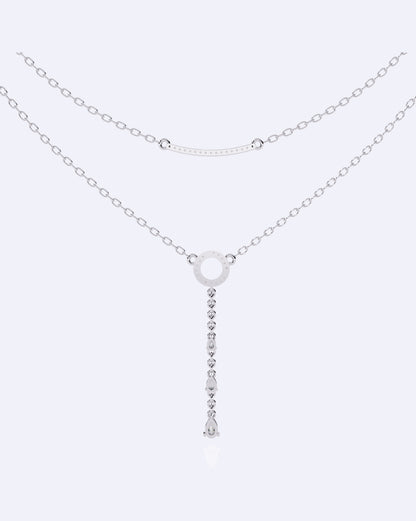 Dainty Two-Strand Diamond Drop Necklace