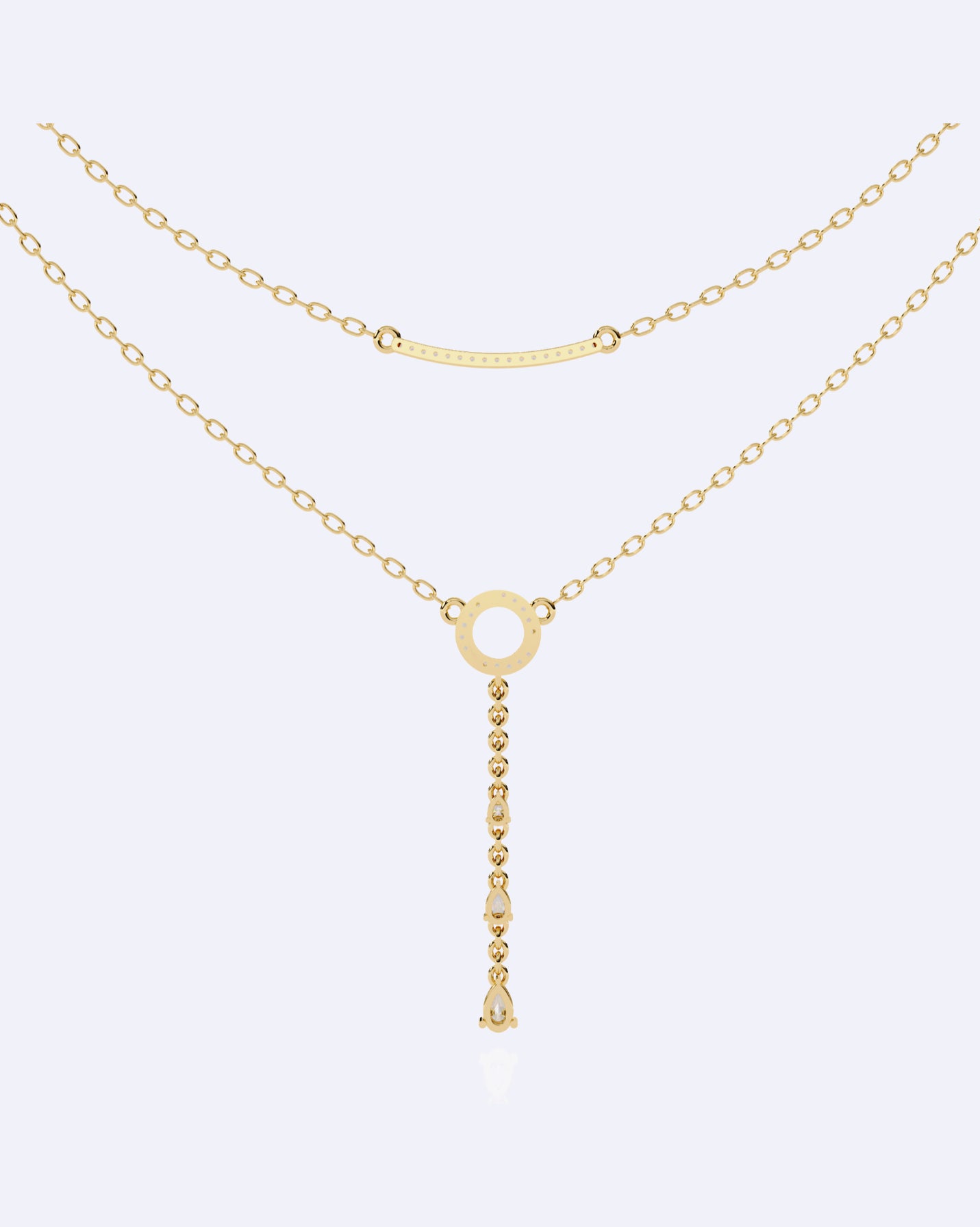 Dainty Two-Strand Diamond Drop Necklace