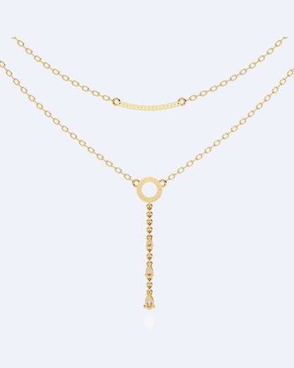 Dainty Two-Strand Diamond Drop Necklace