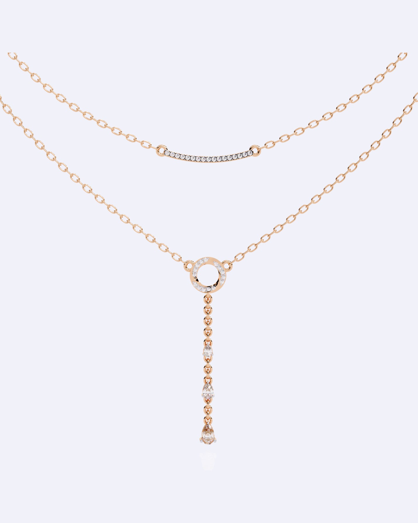 Dainty Two-Strand Diamond Drop Necklace