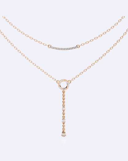 Dainty Two-Strand Diamond Drop Necklace