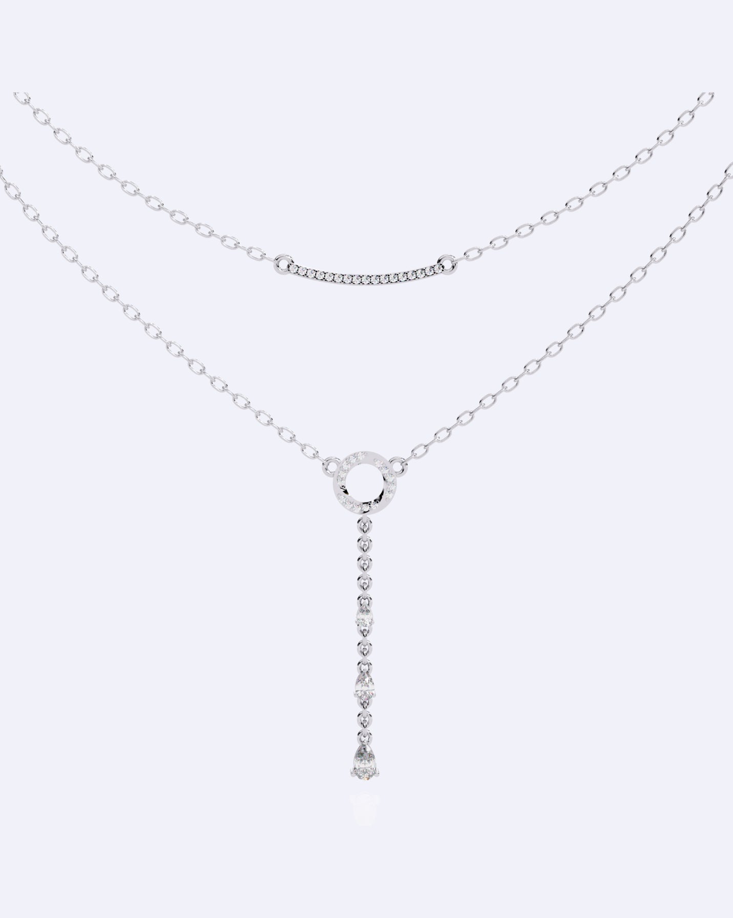 Dainty Two-Strand Diamond Drop Necklace
