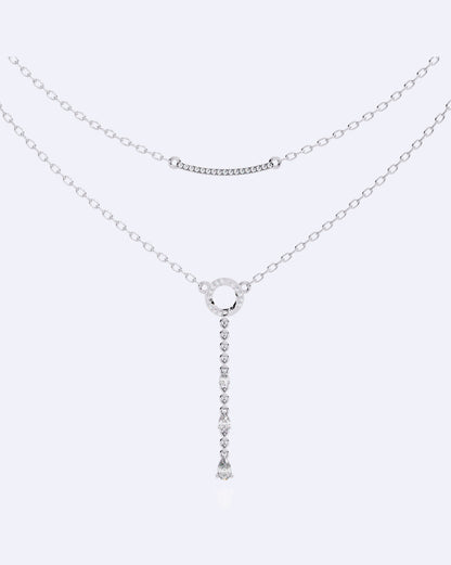 Dainty Two-Strand Diamond Drop Necklace