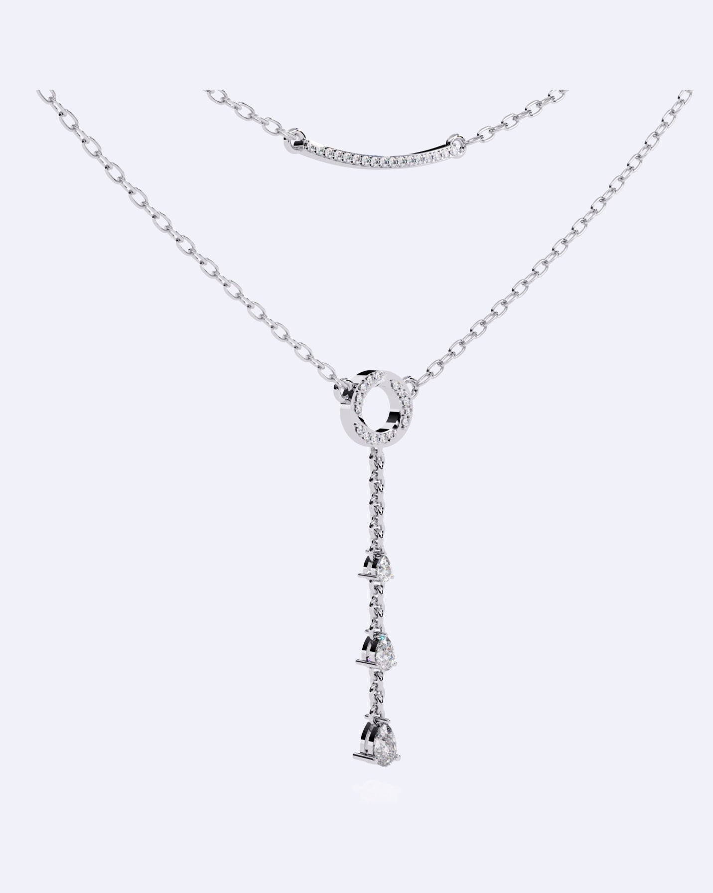 Dainty Two-Strand Diamond Drop Necklace