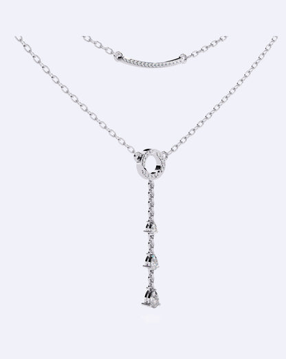 Dainty Two-Strand Diamond Drop Necklace