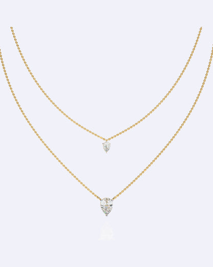 Dainty Ball Chain Necklace with Solitaire Drop