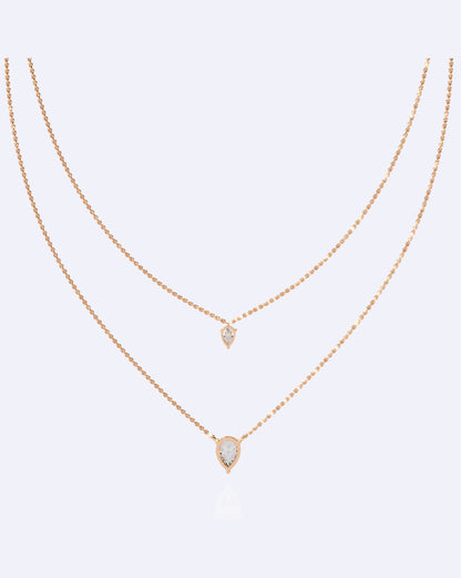 Dainty Ball Chain Necklace with Solitaire Drop