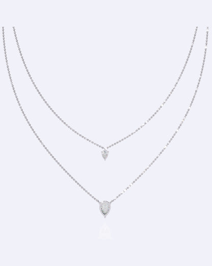 Dainty Ball Chain Necklace with Solitaire Drop