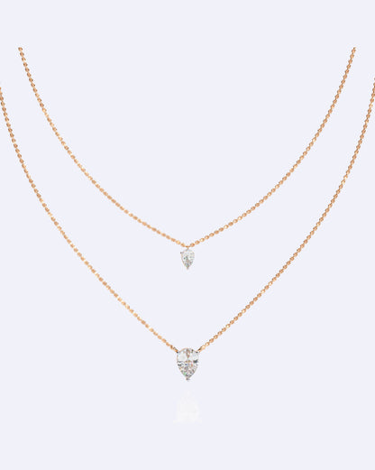 Dainty Ball Chain Necklace with Solitaire Drop