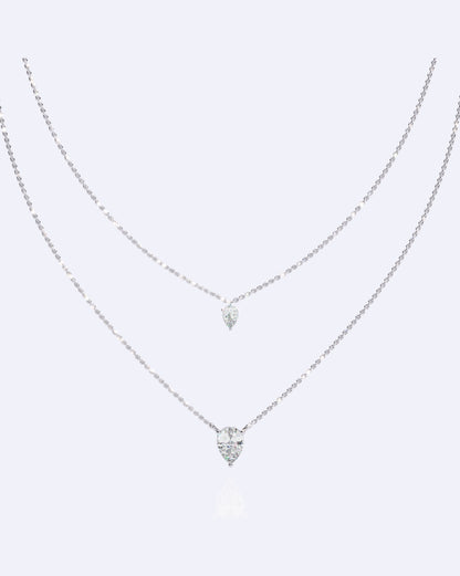 Dainty Ball Chain Necklace with Solitaire Drop