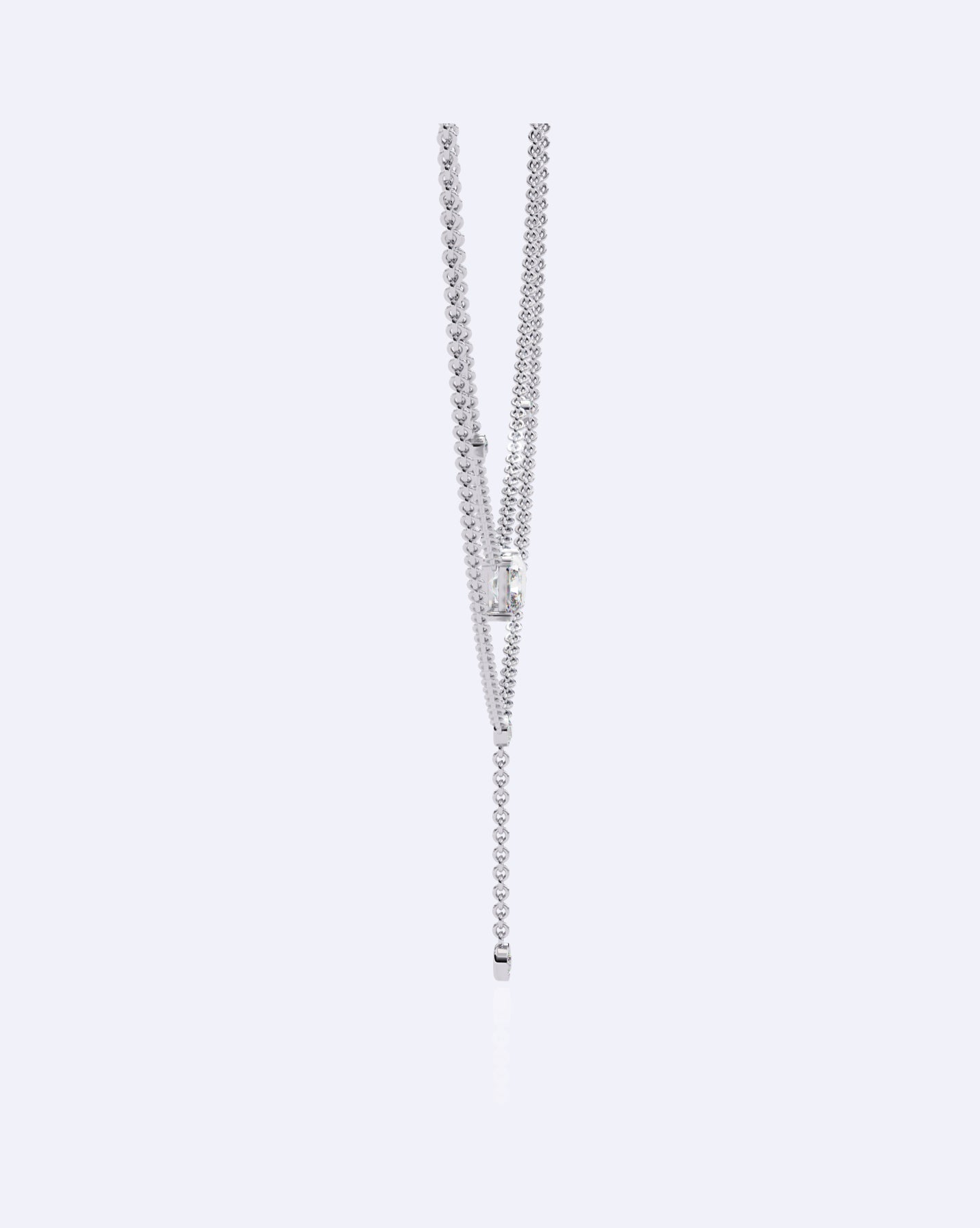 Elegant Dual-Strand Princess Diamond Drop Necklace