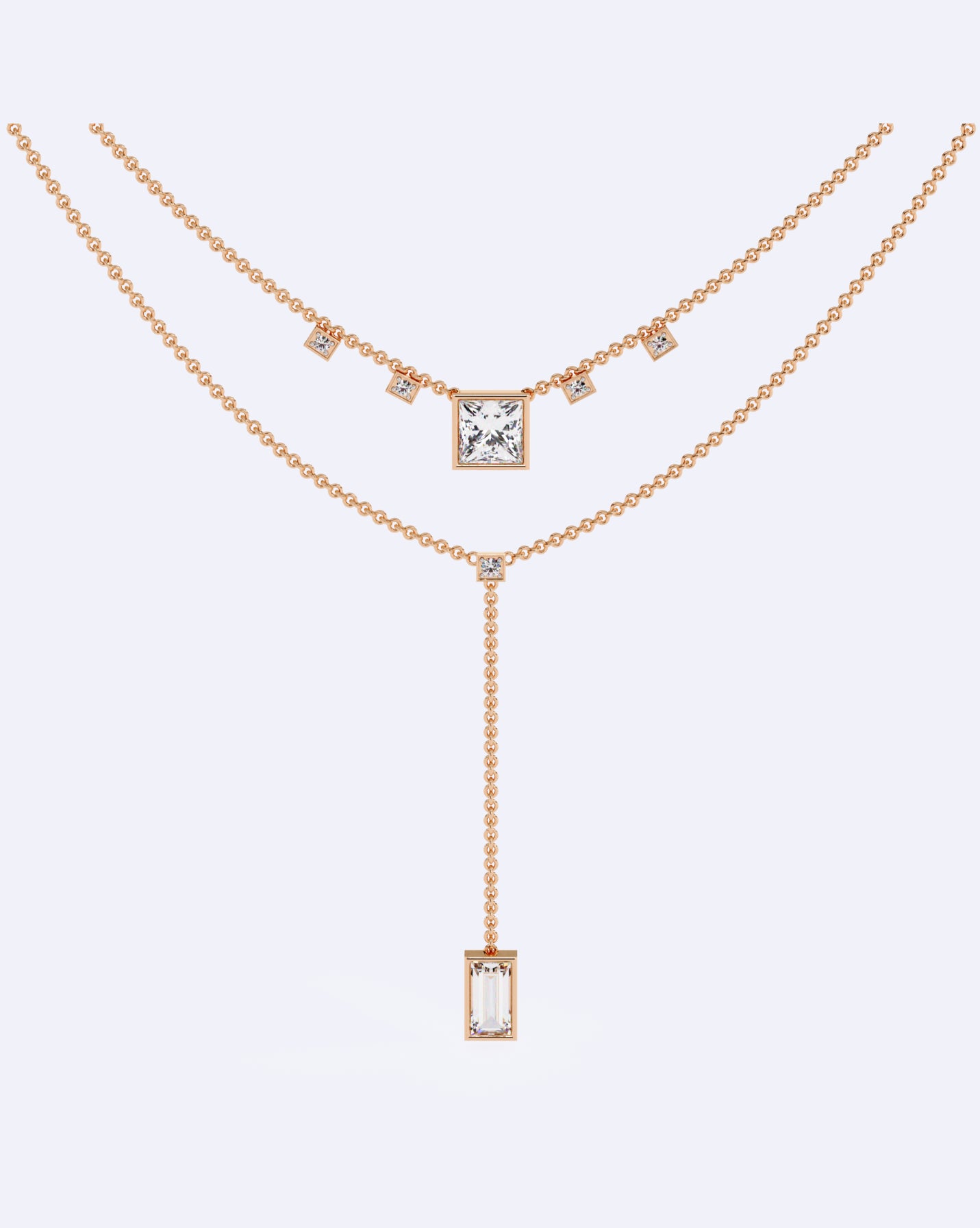 Elegant Dual-Line Diamond Cut Necklace